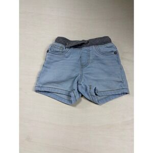 OshKosh Bgosh Baby Boys Light Wash Denim Shorts Grey Elastic Waist 18M